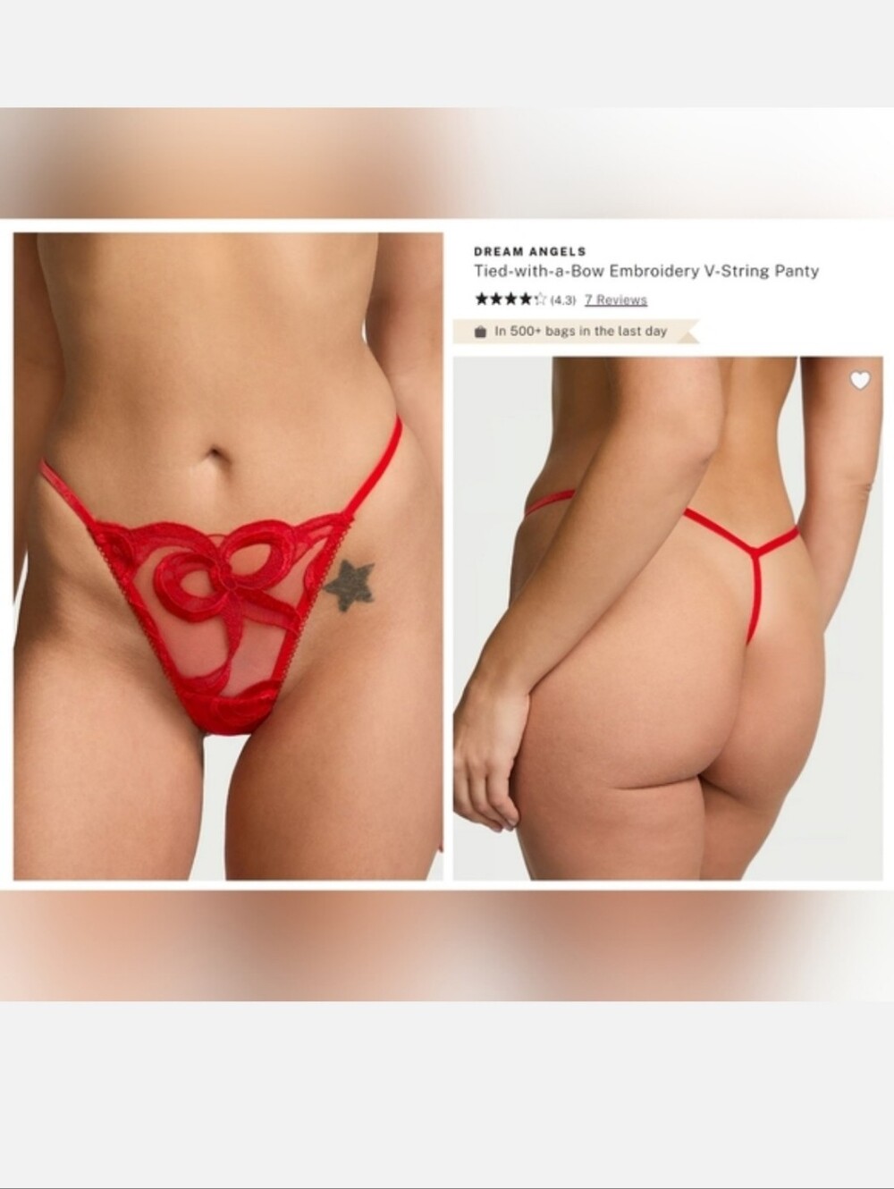 Victoria's secret Dream Angels Tied-with-a-Bow Embroidery v-string Panty MEDIUM